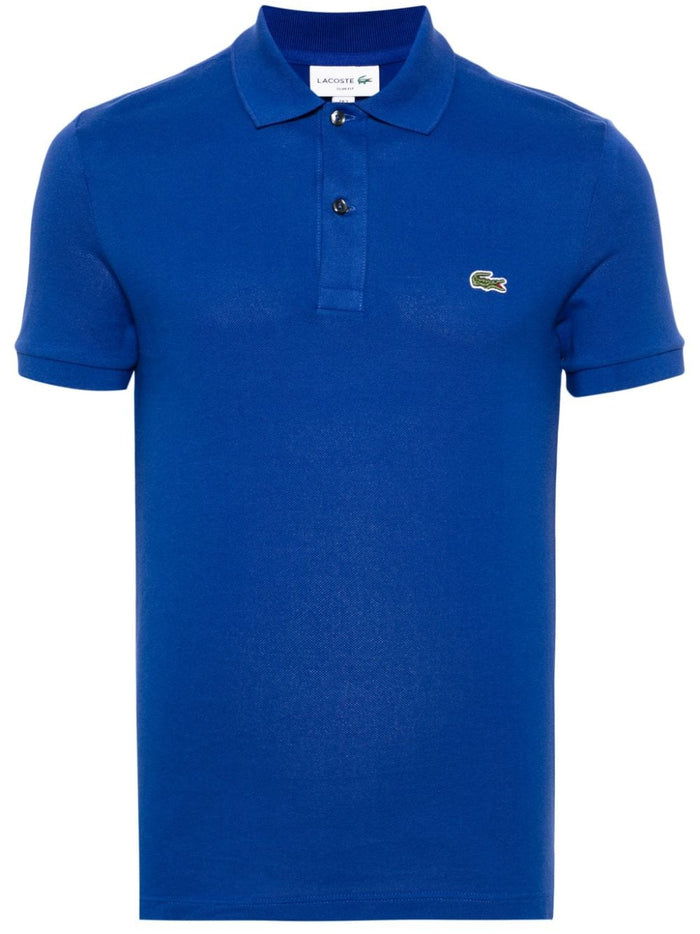 Lacoste Men's Blue Polo Shirt with Green Crocodile Embroidery 5