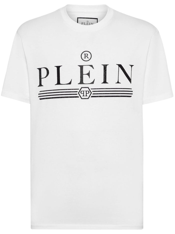 Philipp Plein T-shirt Bianco Uomo Logo Strass 5