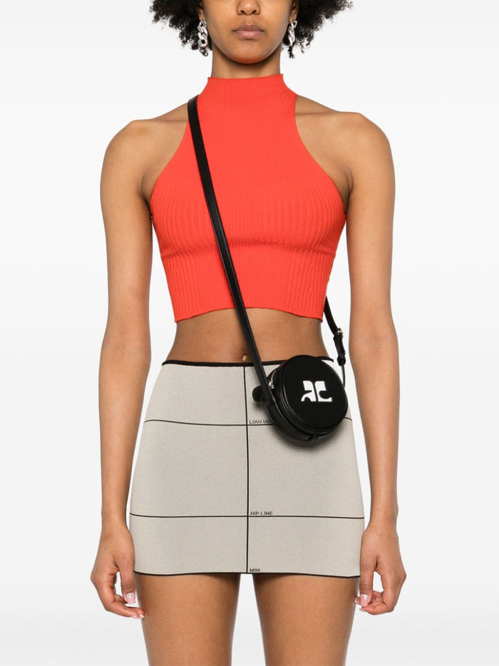 Courreges Schwarze Damen-Tasche mit rundem Logo 1