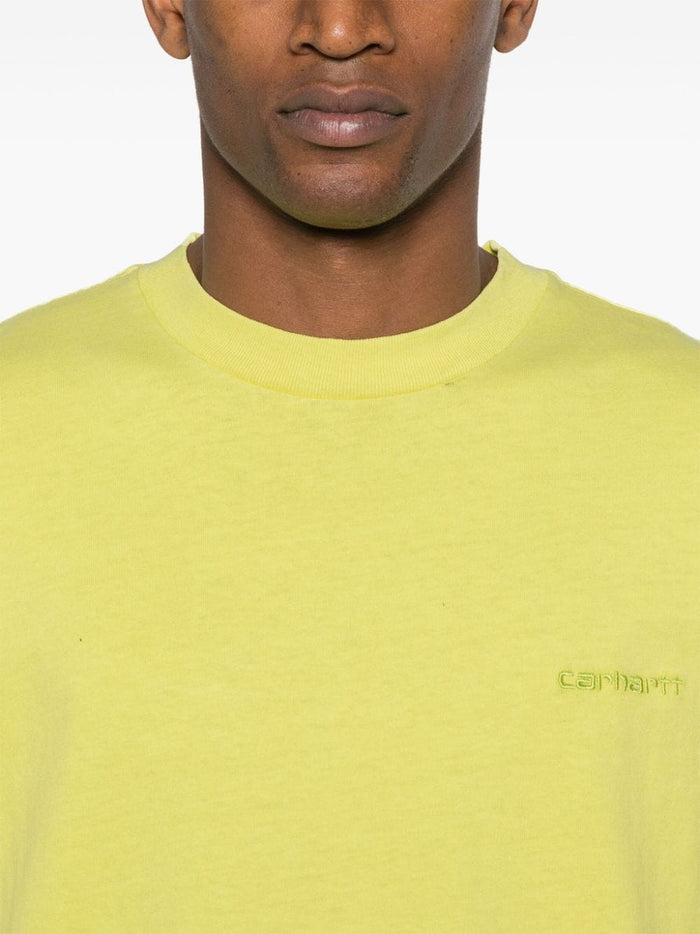 Carhartt Yellow Men's T-shirt with Micro Logo Embroidery 4