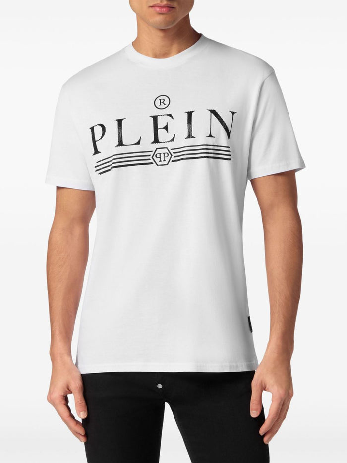 Philipp Plein T-shirt Bianco Uomo Logo Strass 2