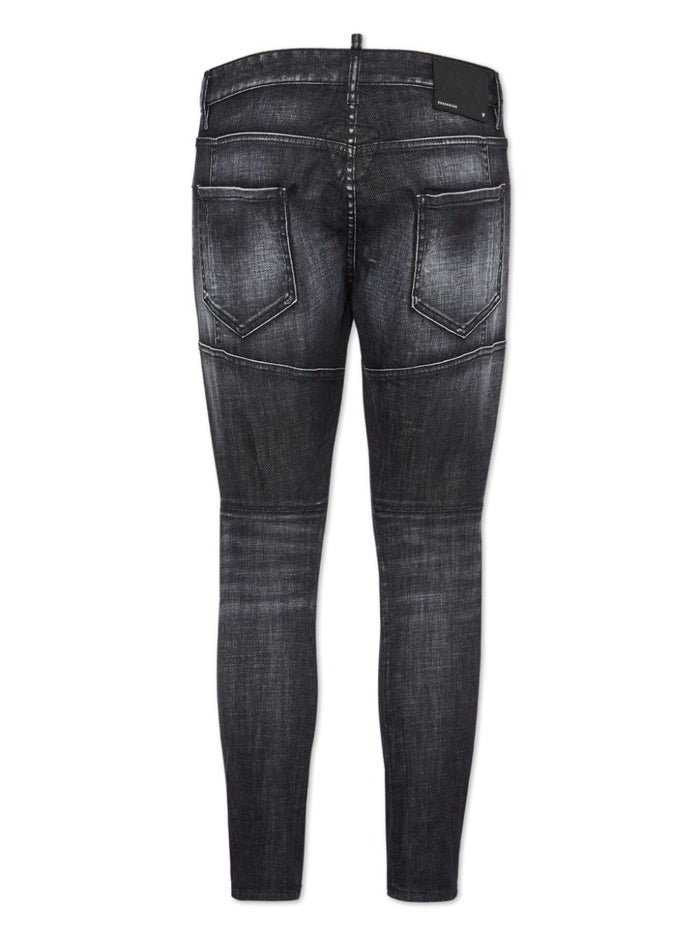 Dsquared2 Jeans Nero Uomo Skinny con Sbaffature 2