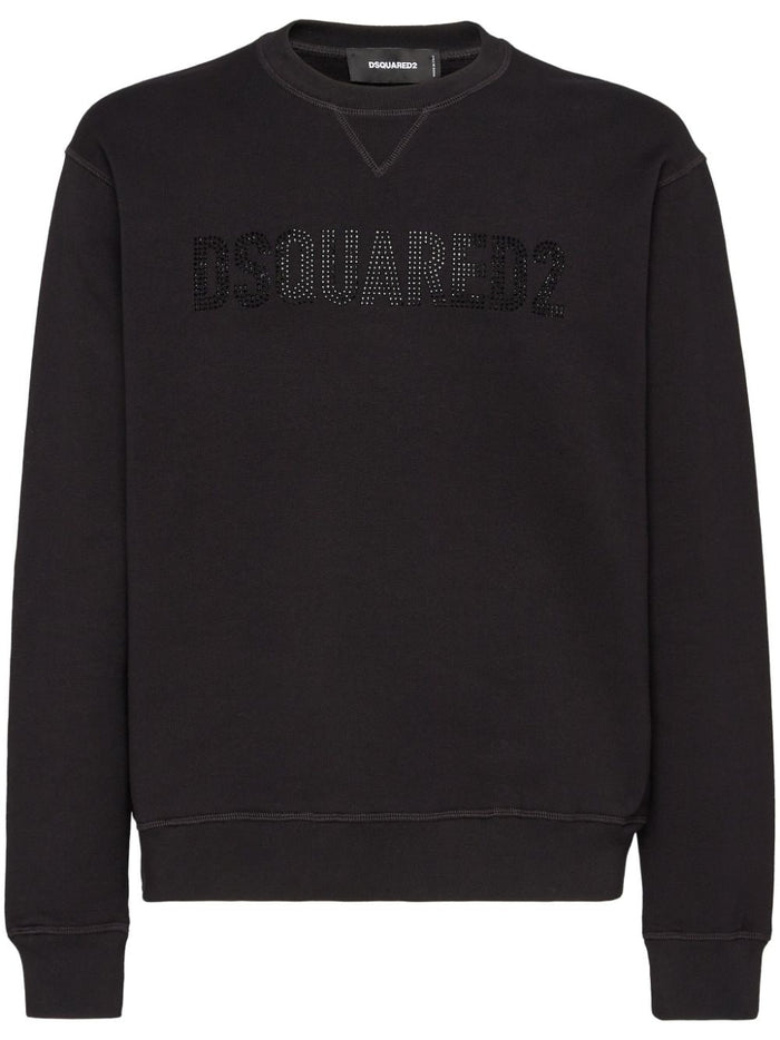 Dsquared2 Sweatshirt Black Man Logo Strass 1