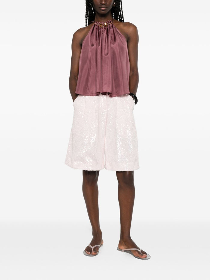 Twentyfourhaitch Pink Bermuda Shorts for Women 3