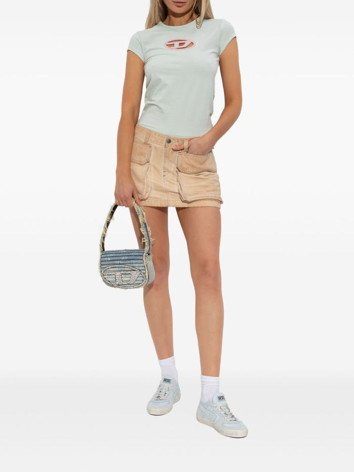 Diesel Damen T-Shirt Cut Out, Grau 2