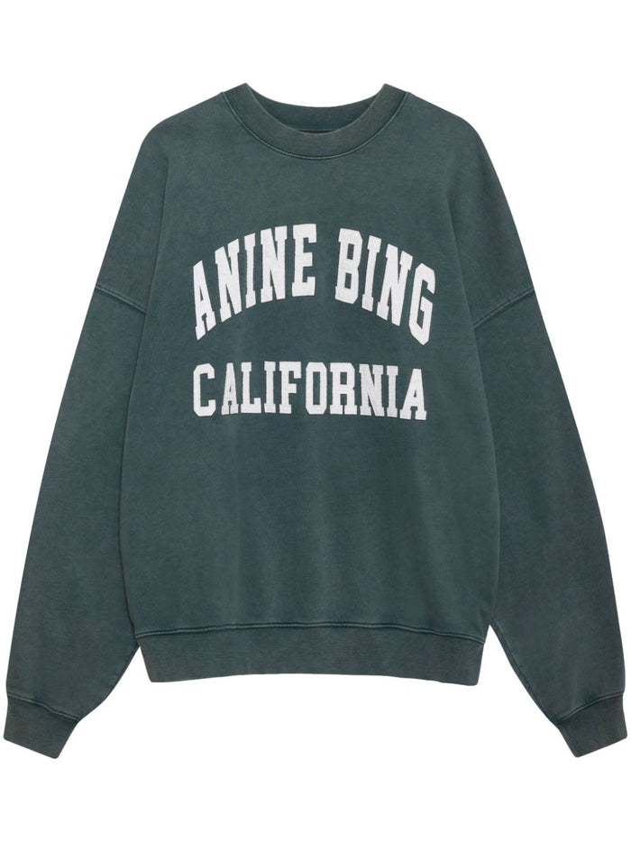 Anine Bing Felpa Verde Donna Stampa Logo California 4