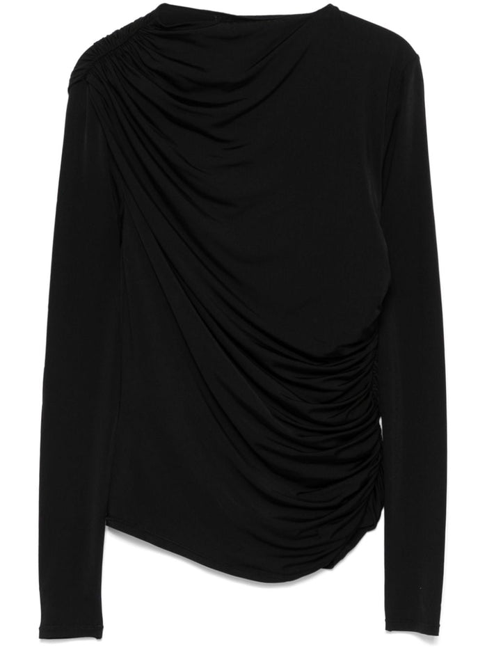 Anine Bing Women's Black Top Draped Panel 5