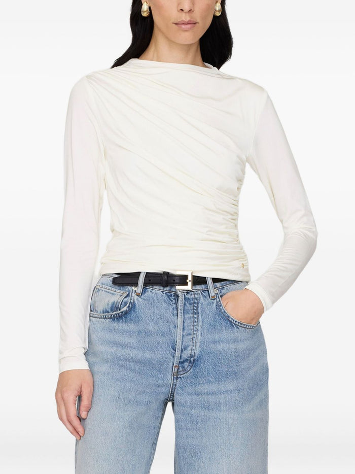 Anine Bing Top Bianco Donna Drappeggiato 1