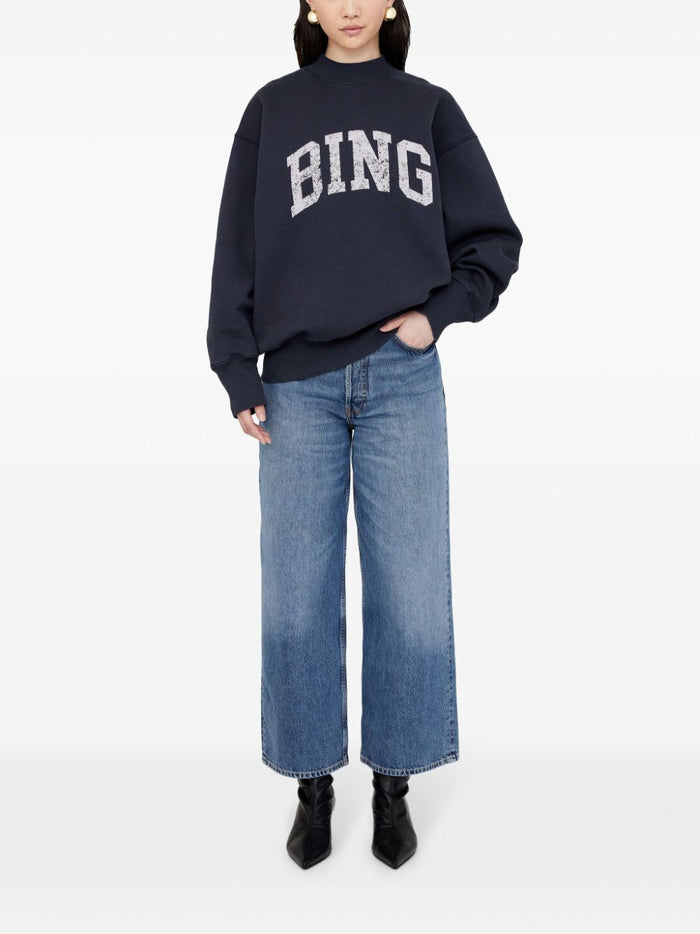 Anine Bing Women's Blue Sweatshirt Faded Logo 1