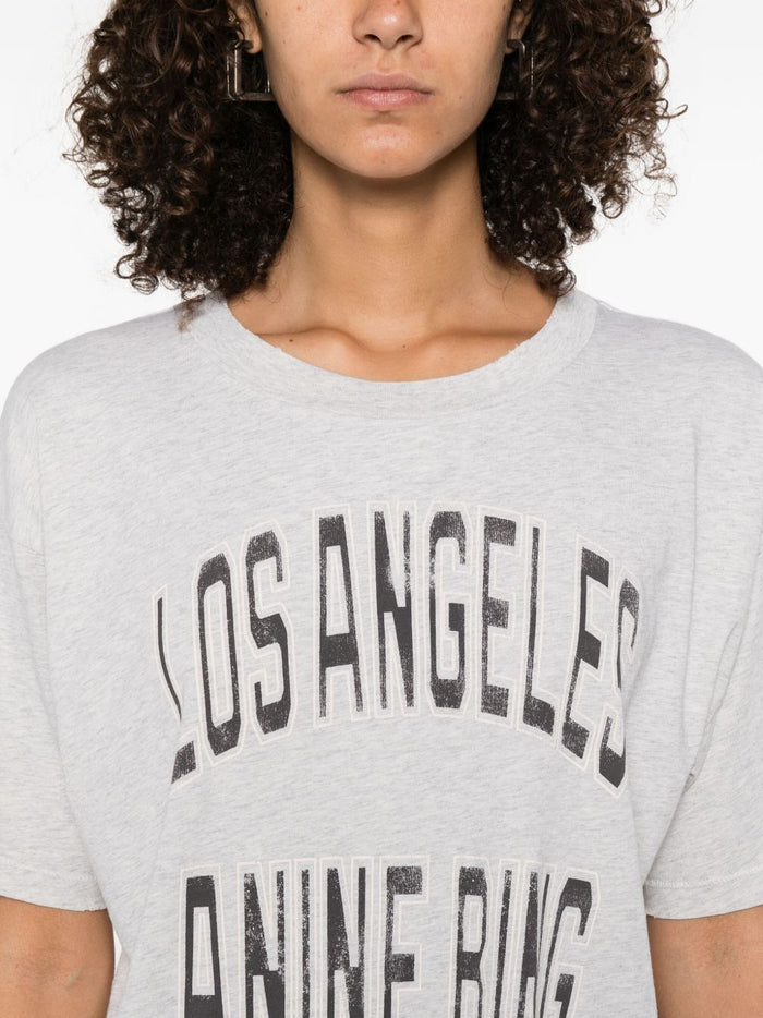 Anine Bing T-Shirt Grigio Donna Logo Los Angeles 4