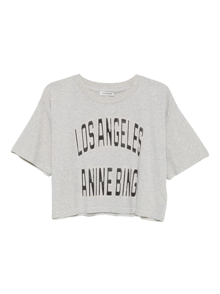 Anine Bing T-Shirt Grigio Donna Logo Los Angeles 5