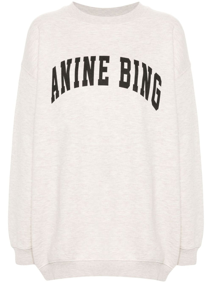 Anine Bing Sweatshirt Grey Melange Women Logo Print 5