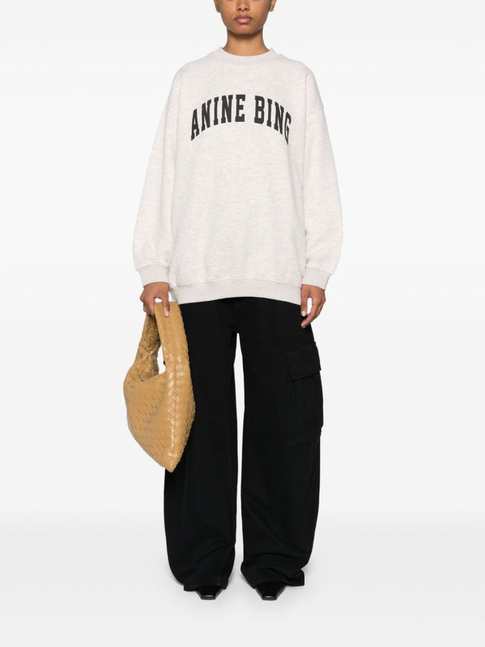 Anine Bing Sweatshirt Grey Melange Women Logo Print 1