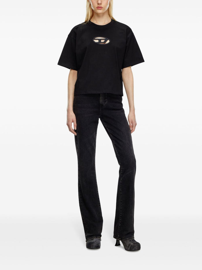 Diesel Damen-T-Shirt mit ausgeschnittenem Logo und weiten Ärmeln, schwarz 2