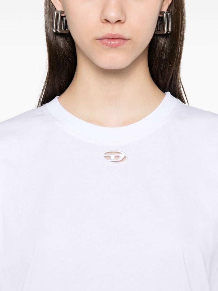 Diesel T-Shirt Bianco Donna Micro Logo Cut Out 4