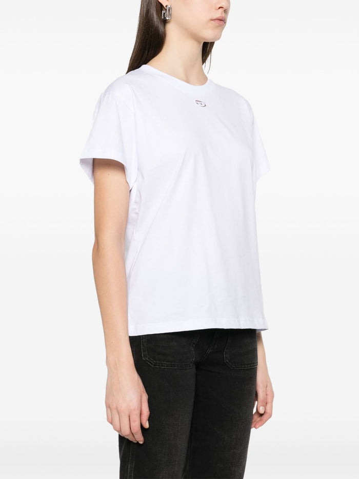 Diesel T-Shirt Bianco Donna Micro Logo Cut Out 1