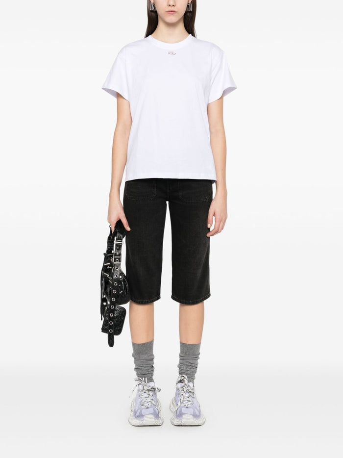Diesel T-Shirt Bianco Donna Micro Logo Cut Out 2