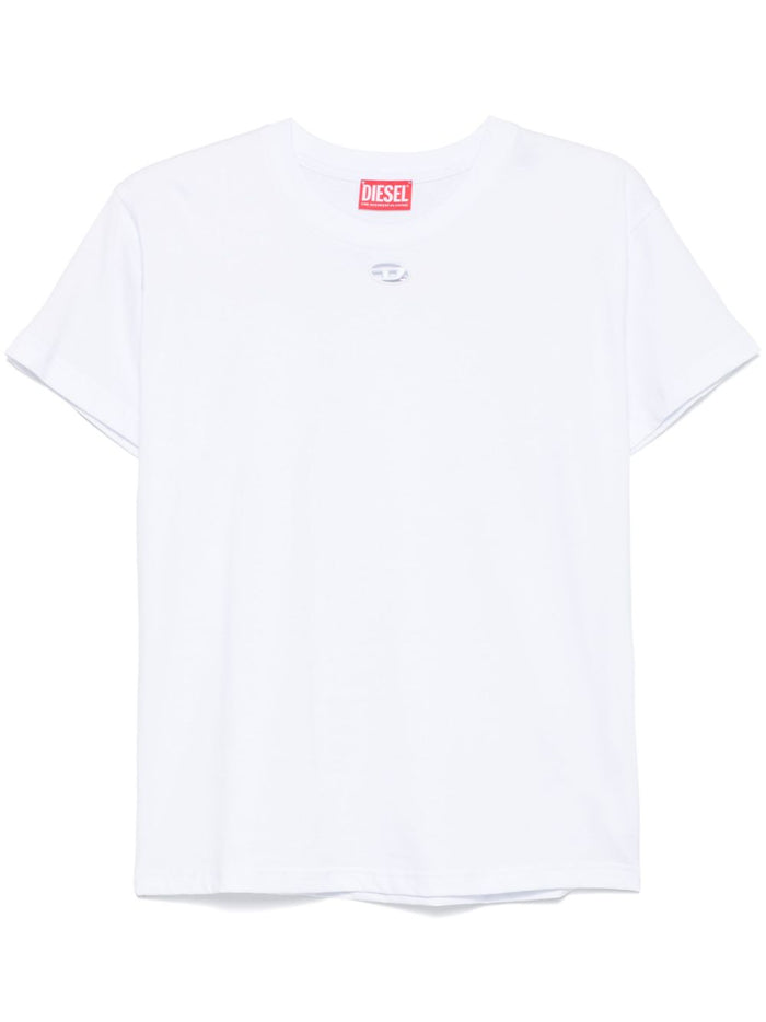 Diesel T-Shirt Bianco Donna Micro Logo Cut Out 5