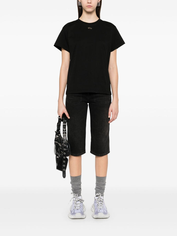 Diesel T-Shirt Nero Donna Micro Logo Cut Out 2