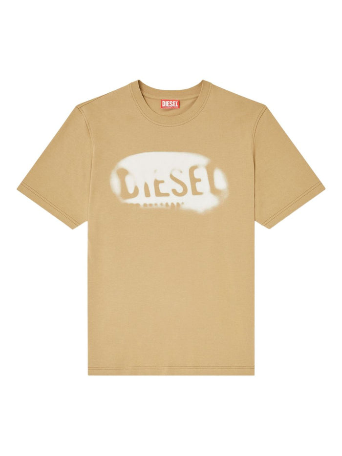 Diesel T-Shirt Logo Uomo Beige 4