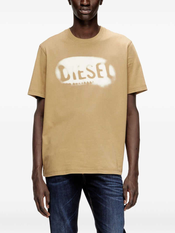 Diesel T-Shirt Logo Uomo Beige 1