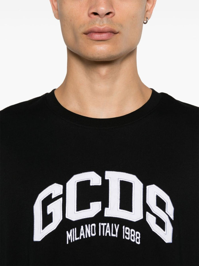 Gcds T-shirt Nero Uomo Ricamo Logo 4