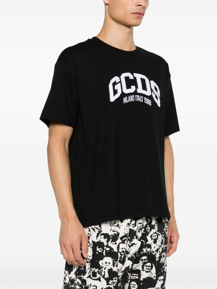 Gcds T-shirt Nero Uomo Ricamo Logo 2