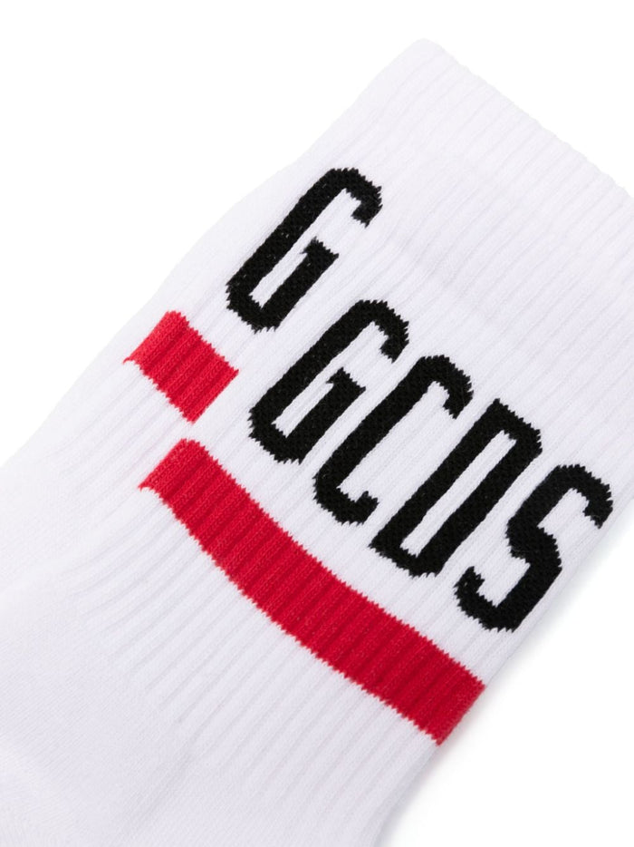 Gcds Unisex White Socks Logo 2