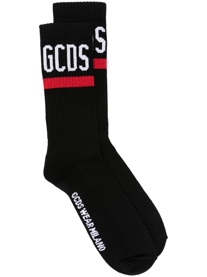 Gcds Unisex Black Logo Socks 1