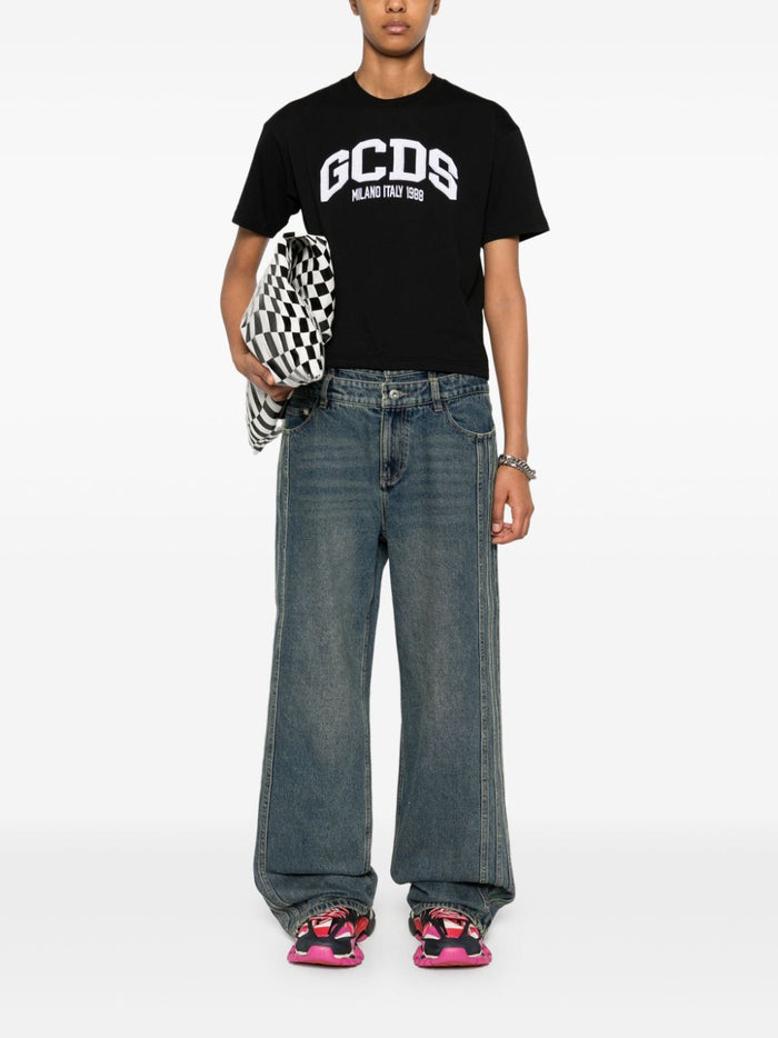 Gcds T-shirt Black Women Embroidery Logo 1