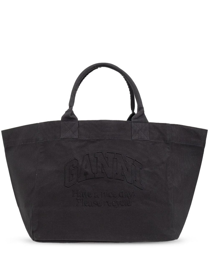 Ganni Borsa Blu Donna Tote Logo 2