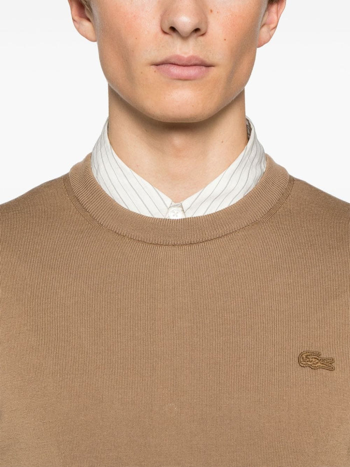 Lacoste Men's Brown Sweater Crocodile Embroidery 4