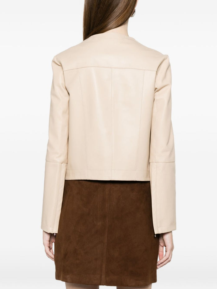 Bully Giubbotto Bianco Vaniglia Donna Pelle Girocollo 3