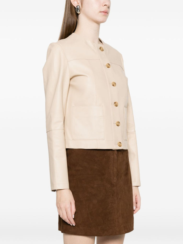 Bully Giubbotto Bianco Vaniglia Donna Pelle Girocollo 1