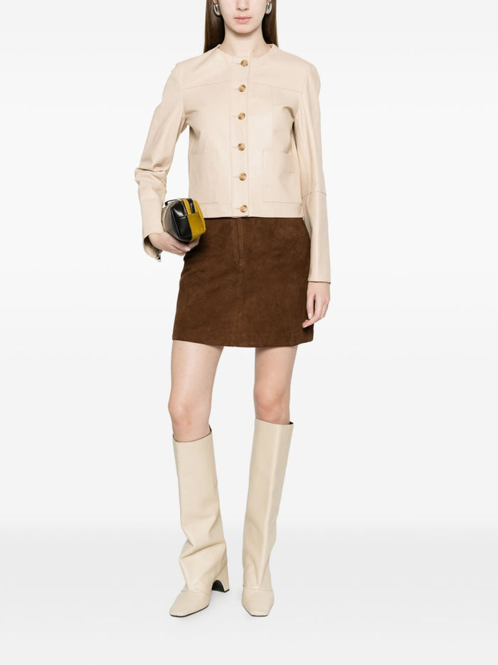 Bully Giubbotto Bianco Vaniglia Donna Pelle Girocollo 2