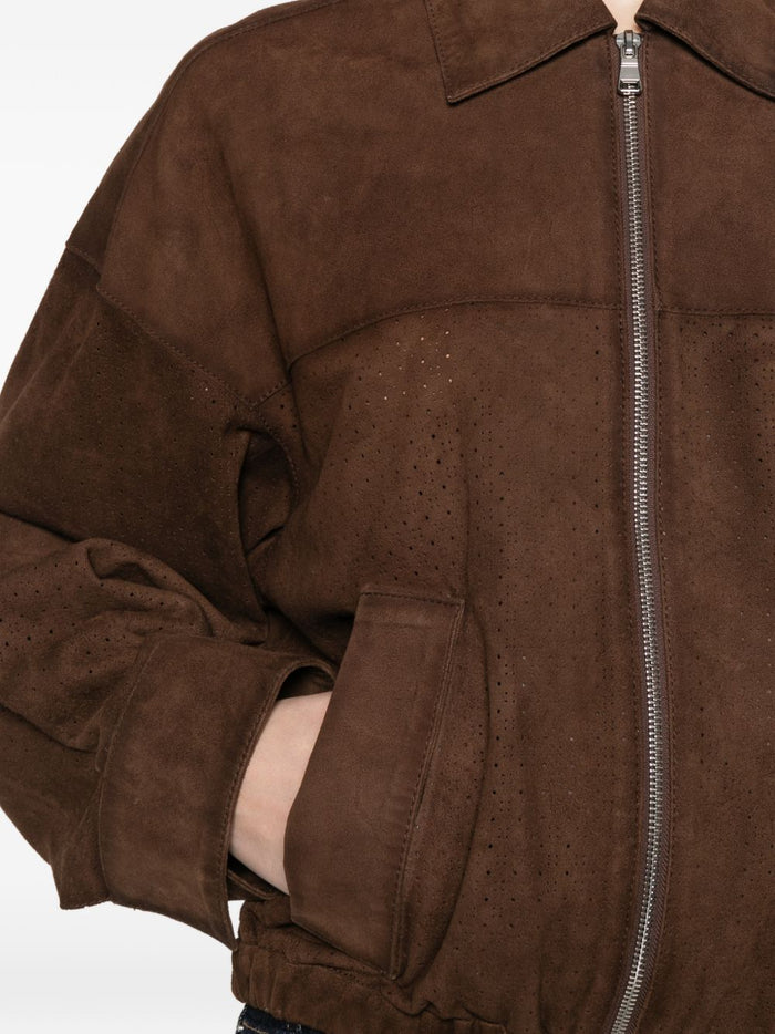 Bully Giubbotto Marrone Cacao Donna Pelle Traforata 4