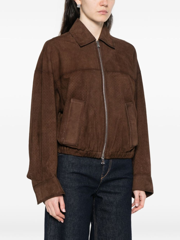 Bully Giubbotto Marrone Cacao Donna Pelle Traforata 1