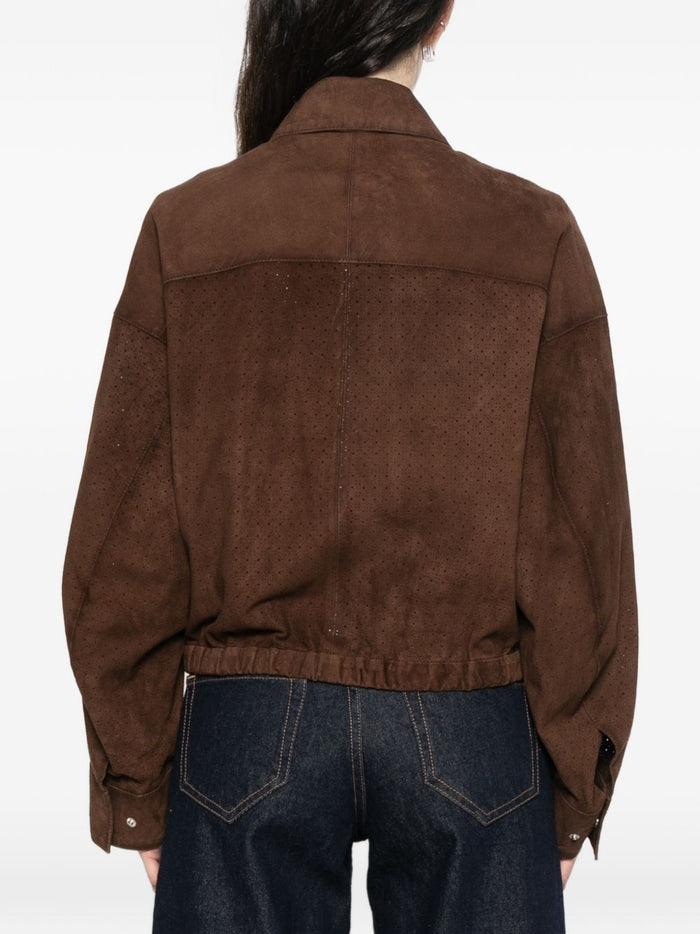 Bully Giubbotto Marrone Cacao Donna Pelle Traforata 3