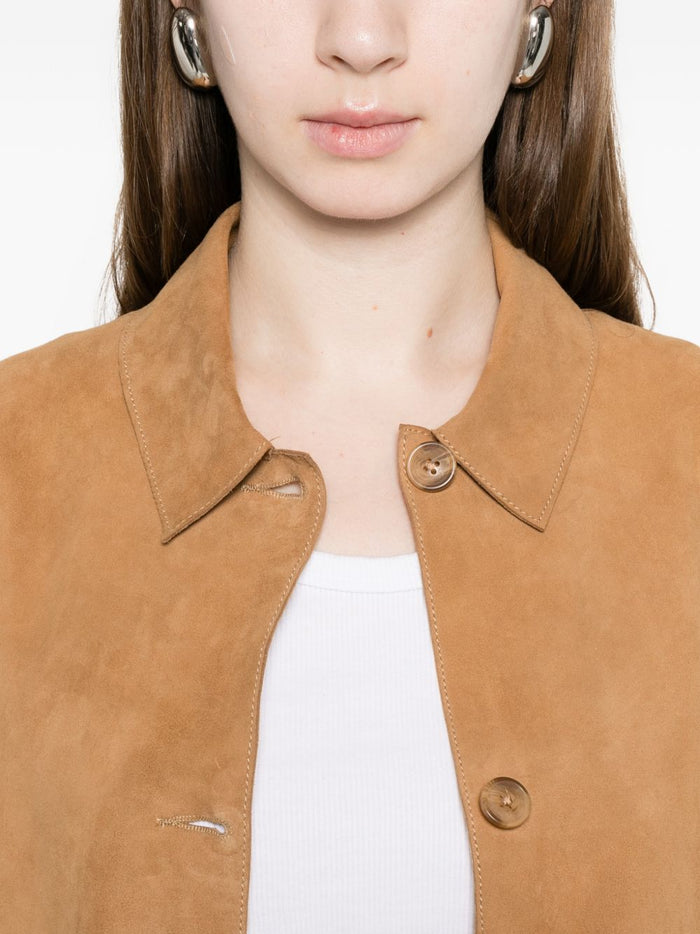 Bully Giubbotto Marrone Caramello Donna Pelle Scamosciata 4