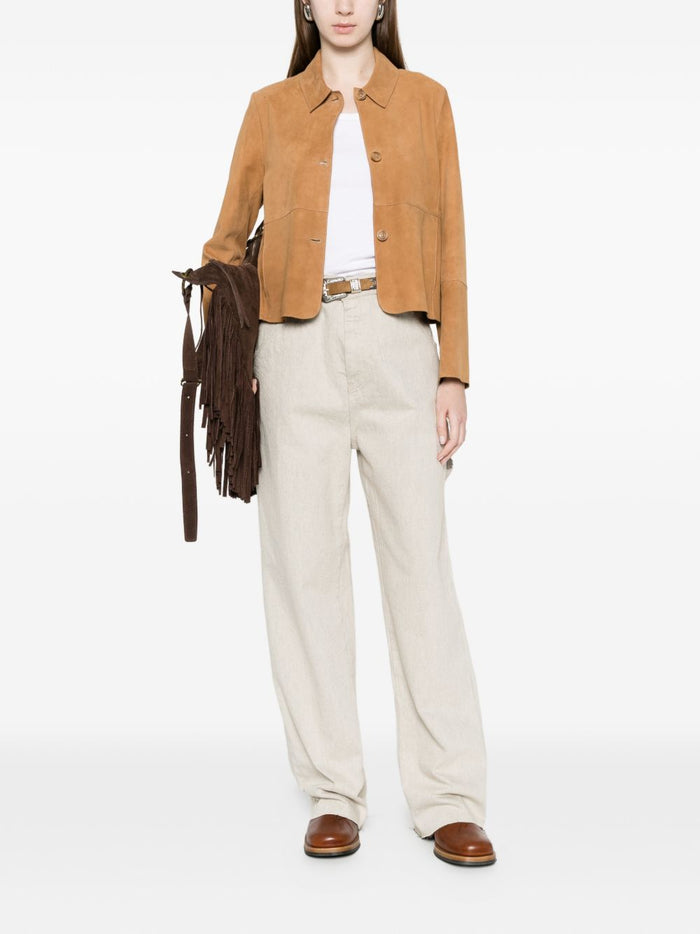 Bully Giubbotto Marrone Caramello Donna Pelle Scamosciata 2