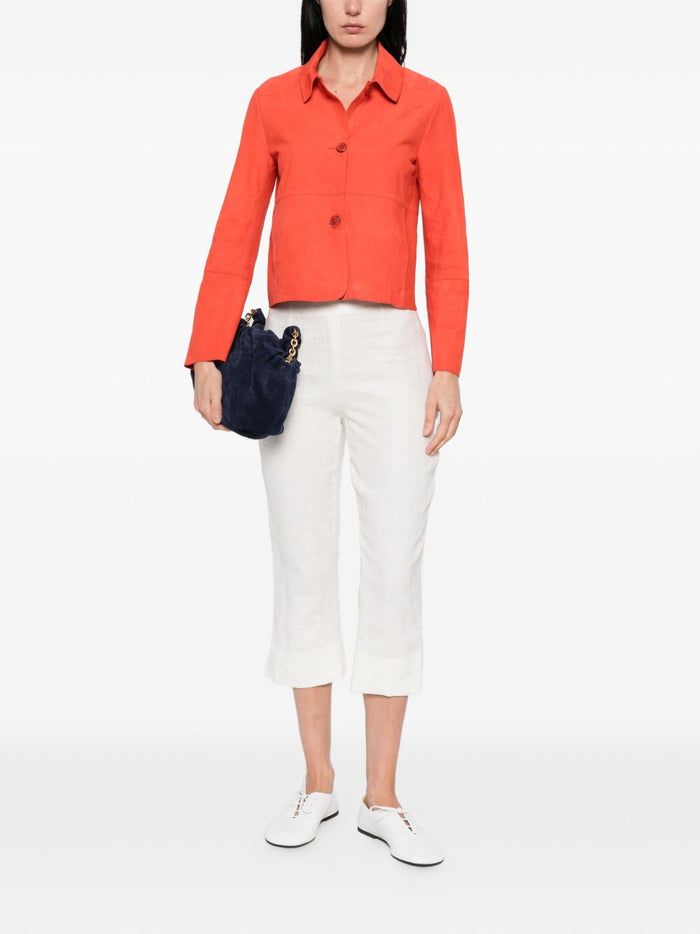 Bully Giubbotto Rosso Ferrari Donna Pelle Tasche Applicate 2