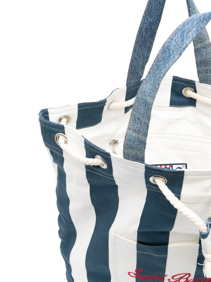 Mc2 Saint Barth Zaino Righe Uomo Bianco-Blu 2