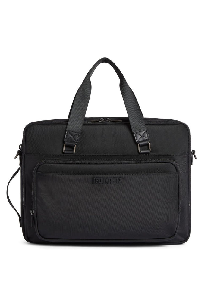 Dsquared2 Borsa Nero Uomo Porta Pc Logo Goffrato 1