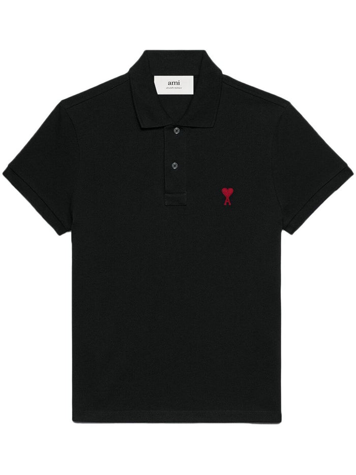 Ami Paris Uomo Polo Nero Ricamo Cuore 6