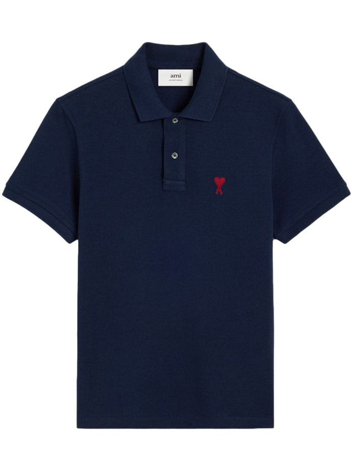 Ami Paris Uomo Polo Blu Ricamo Cuore 7