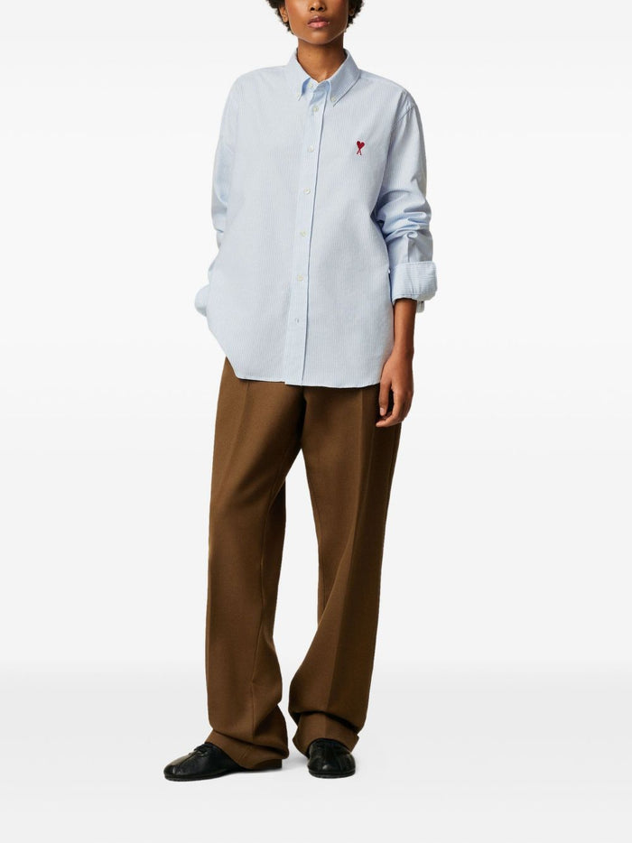 Ami Paris Camicia Uomo Righe Bianco Azzurro 1