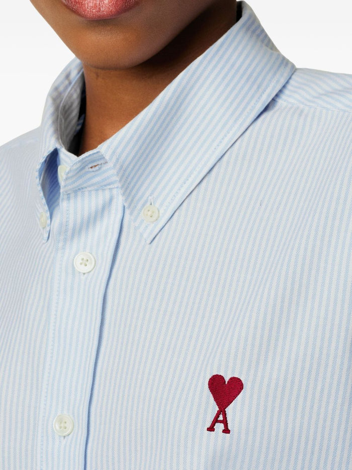 Ami Paris Camicia Uomo Righe Bianco Azzurro 4