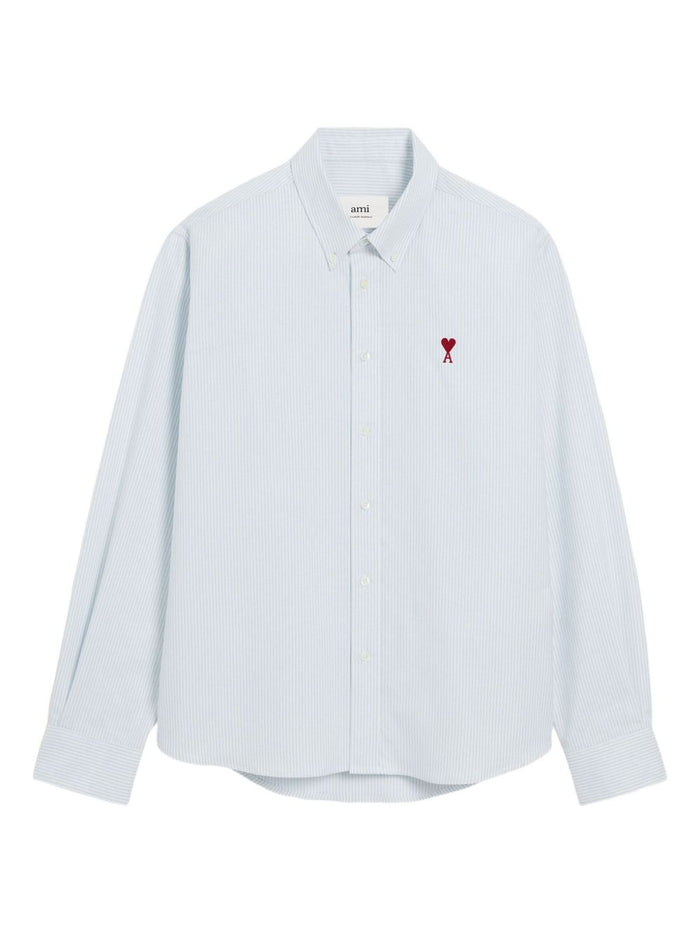 Ami Paris Camicia Uomo Righe Bianco Azzurro 5