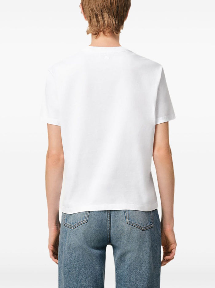 Ami Paris Herren T-Shirt weiß mit Herzstickerei in Ton 4