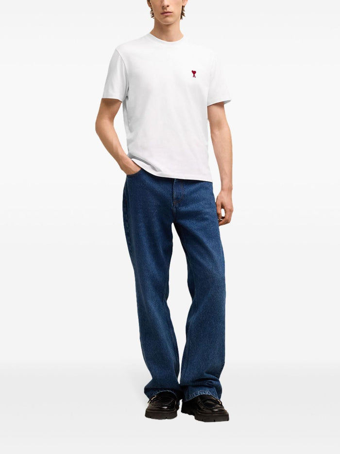 Ami Paris T-Shirt Cuore Rosso Uomo Bianco 1